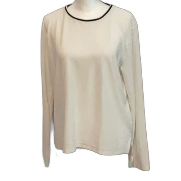 Goldie Tops - Goldie White Long Sleeve Top with Black Trim. Medium